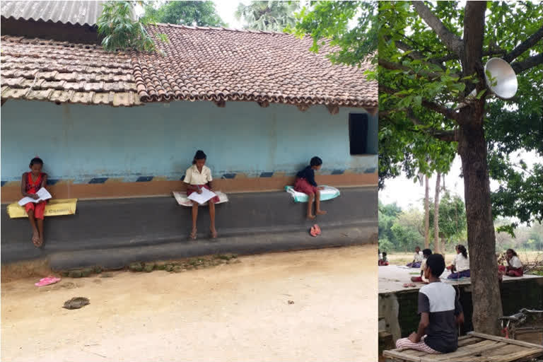 Children of Namkum government school studying through loudspeaker in ranchi