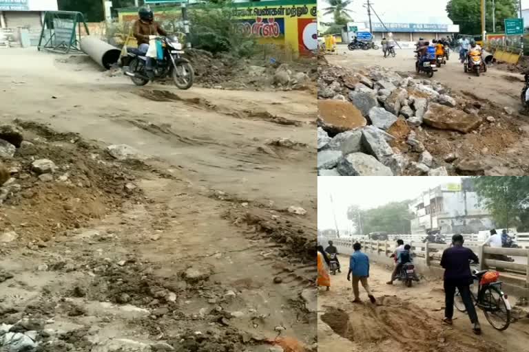 damaged roads in tirunelveli makes peoples travel hazardous