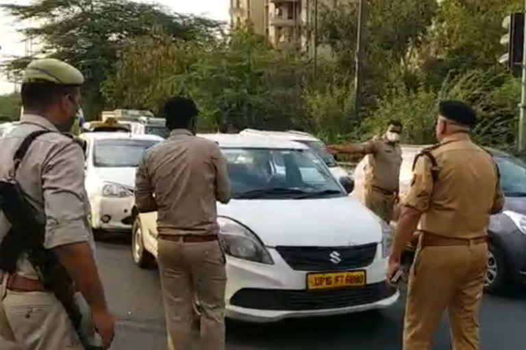 Vehicles being checked for 24 hours at checking point in Gautam Buddha Nagar