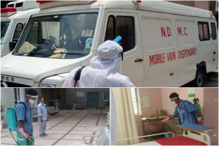 ndmc sanitized charak palika hospital and residential area