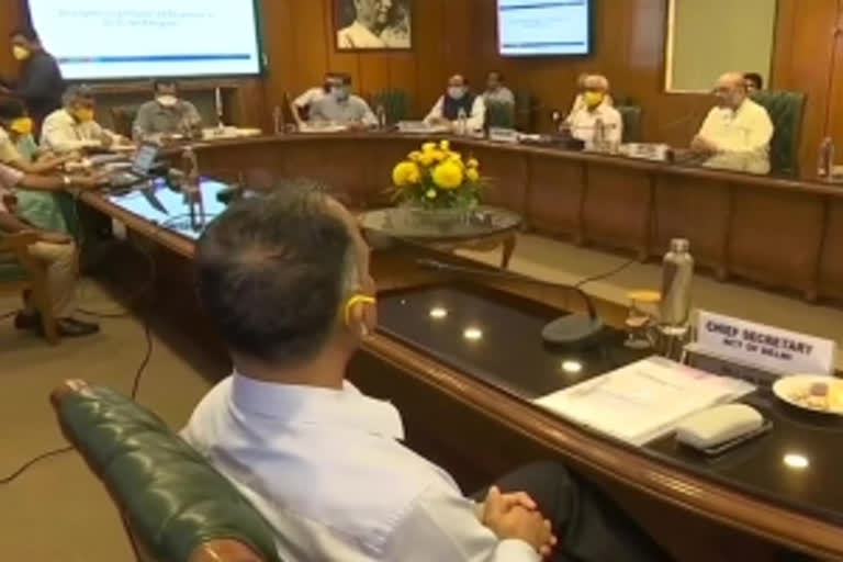 Union Home Minister Amit Shah chairing a meeting with CMs of Uttar Pradesh, Haryana and Delhi