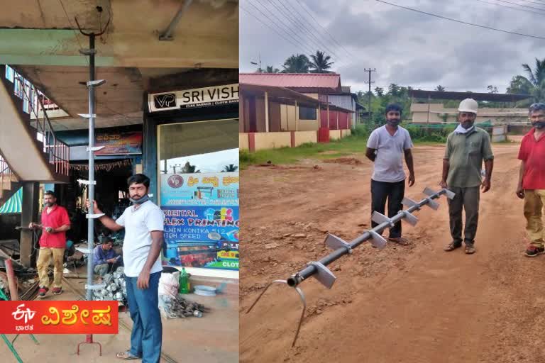 Puttur guy prepares fiber ladder