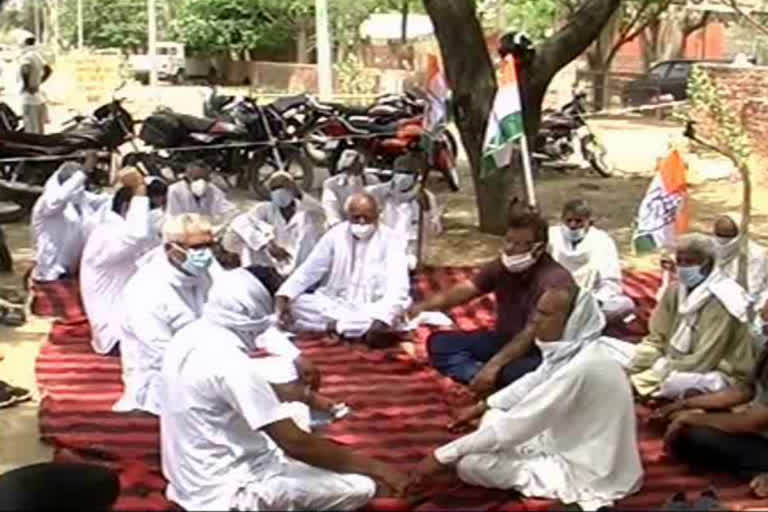 congress protest against price hike of petrol and diesel in bhiwani