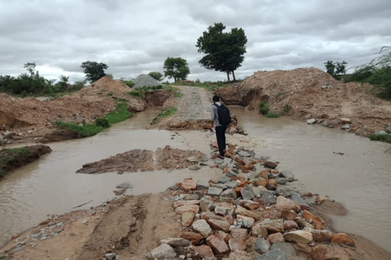 Road Damage in Narayanpet District Obulapur village