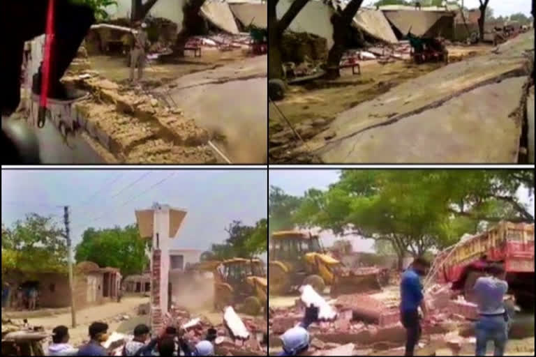 House of history-sheeter Vikas Dubey being demolished in Kanpur