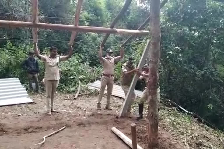 Forest Department Cleared  illegal sheds in Chikkmagalur