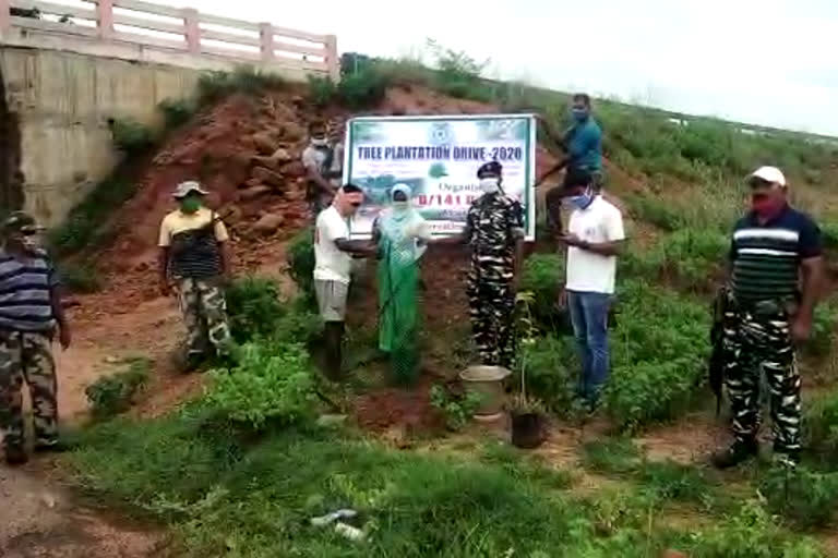 CRPF Officers Participated in Tree Plantation day in Mulugu district