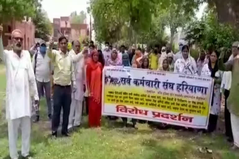 sarv karmchari sangh protest in palwal