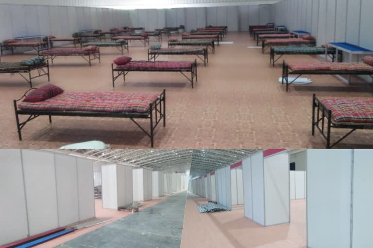 Exhibition center has been converted into India's largest COVID care center  பெங்களூர் கோவிட் சிகிச்சை மையம்  இந்தியாவின் பெரிய கரோனா சிகிச்சை மையம்  banglore international Exhibition center  largest covid care center