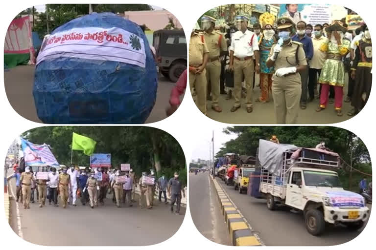 SP  launched the Corona Awareness vehicles in vizianagaram