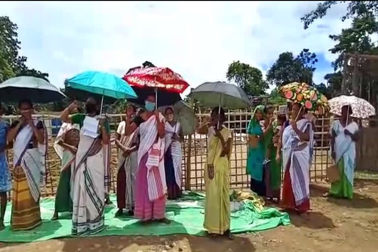 protest in tingkhong against oil india