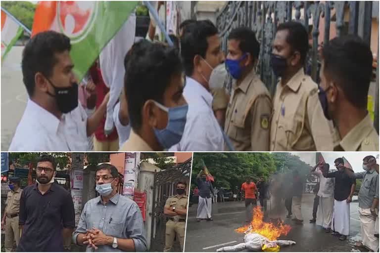 YOUTH CONGRESS  YUVAMORCHA PROTEST  PALAKKAD  പാലക്കാട്  യൂത്ത് കോൺഗ്രസ്  യുവമോർച്ച പ്രതിഷേധം  പാലക്കാട് യൂത്ത് കോൺഗ്രസ്  സി കൃഷ്ണകുമാർ  ഷാഫി പറമ്പിൽ എം.എൽ.എ