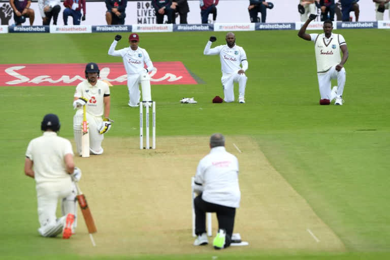 England, West Indies take a knee ahead of 1st cricket test