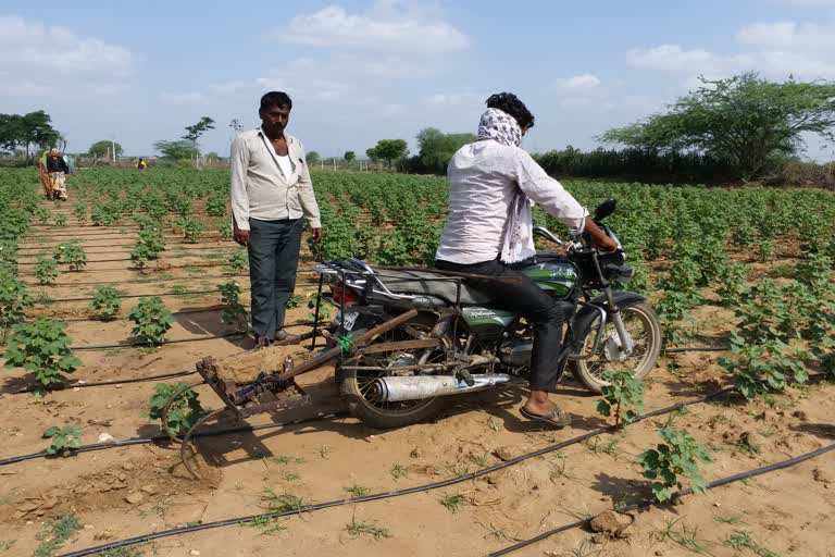 rajasthan news,  crops Weeding,  weeding crops with jugaad,  Native Innovation in bhilwara,  निराई-गुड़ाई