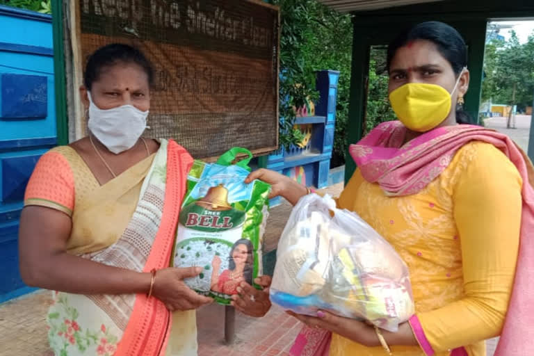 grocery kits distributed by kalanjiya samkhya dhan foundation in vizag