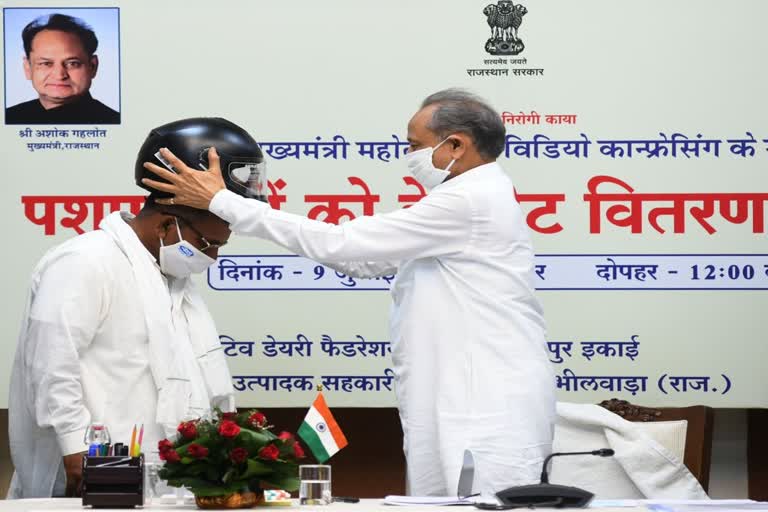 Helmet distribution program to milk producers,  CM Ashok Gehlot News