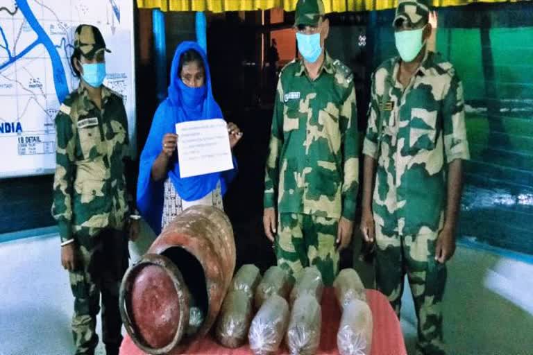 woman arrested by bsf while smuggling