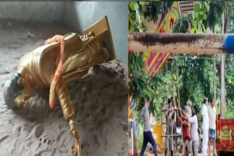 ntr statue removed in sitanagaram