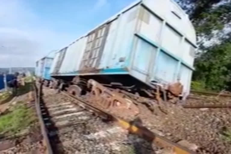 Derailed goods train near Visakhapatnam Naval Dockyard