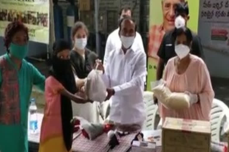 minister eetela rajender groceries and money distribute to hiv patients in hyderabad