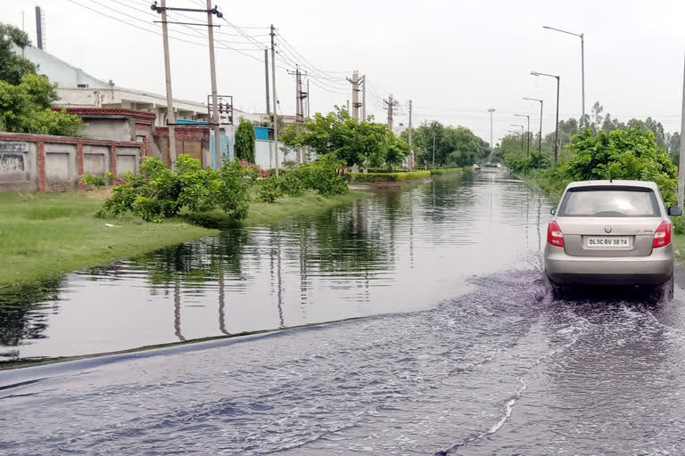 water logging after first rain of monsoon in gannaur