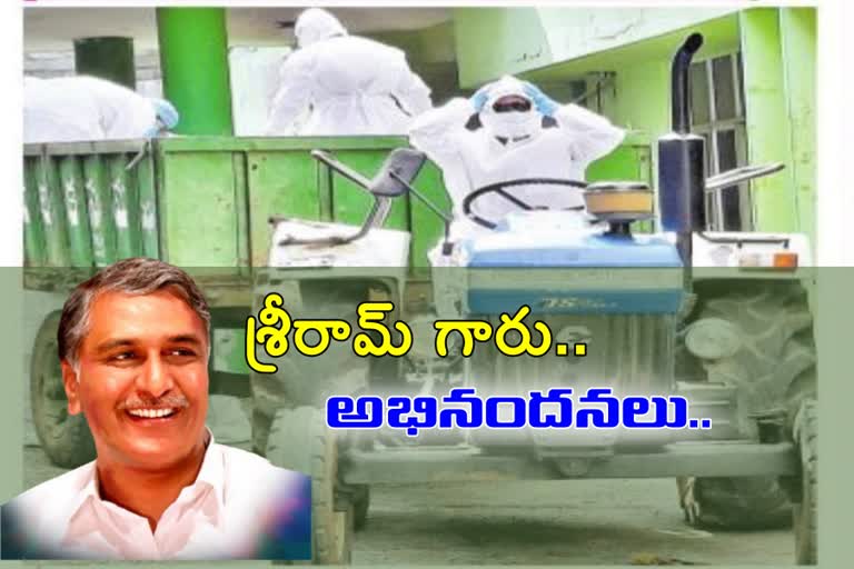 టాక్టర్​ నడిపిన డాక్టర్​.. మంత్రి హరీశ్​ రావు అభినందనలు