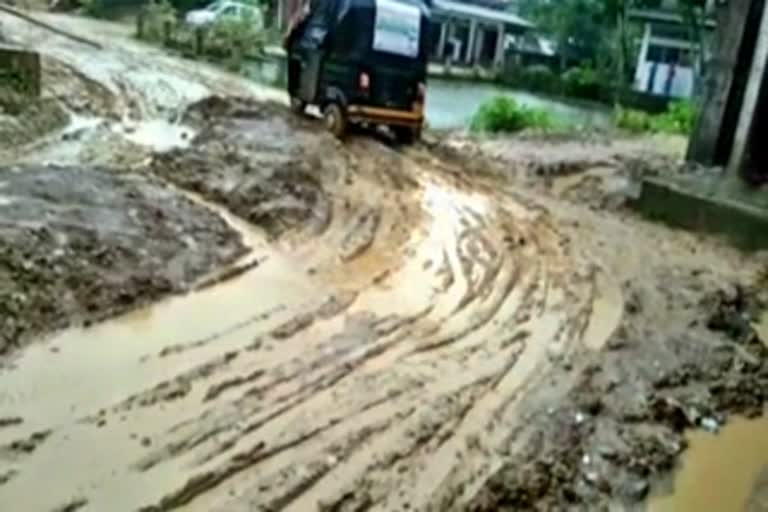 dilapidated road made trouble among the local people of north karimganj