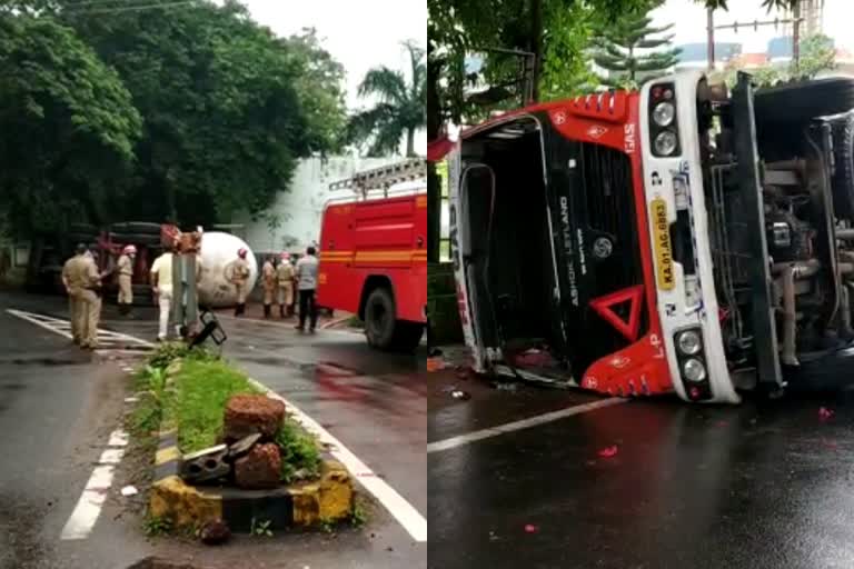 തലശ്ശേരിയിൽ ടാങ്കർ ലോറി മറിഞ്ഞു  ഐഒസി അധികൃതർ  tanker lorry accident kannur  accident kannur  kannur