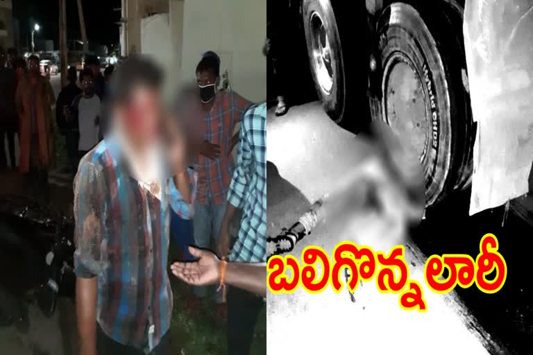 one man died and one person injured in a road accident at mahabubanagr town
