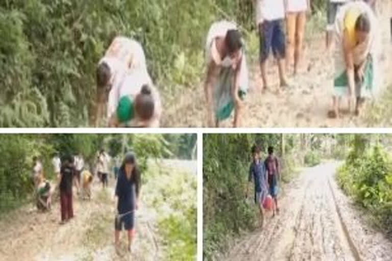 Locals sow paddy