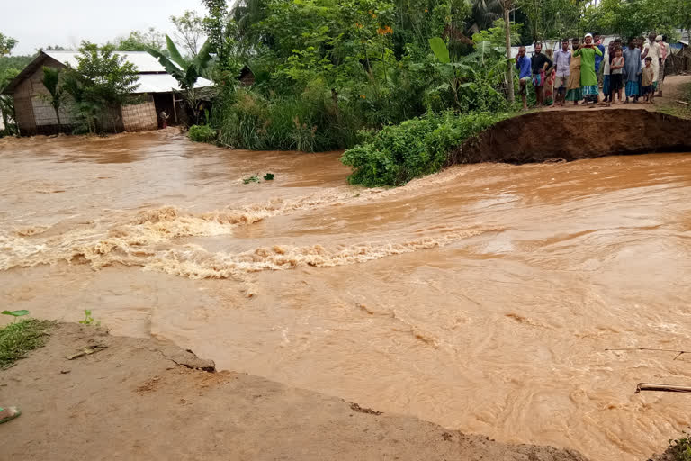 Assam Flood  അസമില്‍ വെള്ളപ്പൊക്കം രൂക്ഷം  അസം വെള്ളപ്പൊക്കം വാർത്ത  ബ്രഹ്മപുത്ര നദി കരകവിഞ്ഞു  assam flood news  brahmaputra river flood  assam news