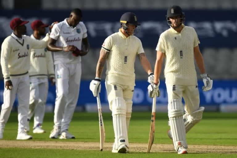 england scored 207 runs on first day of second test against west indies