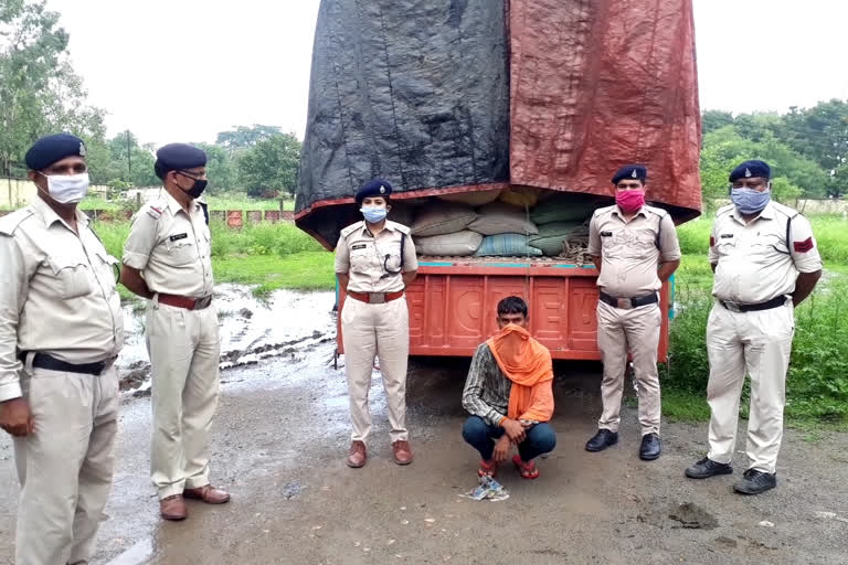 Seized rice with truck