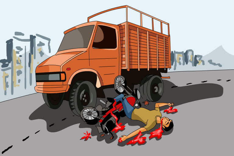 collision of truck and bike