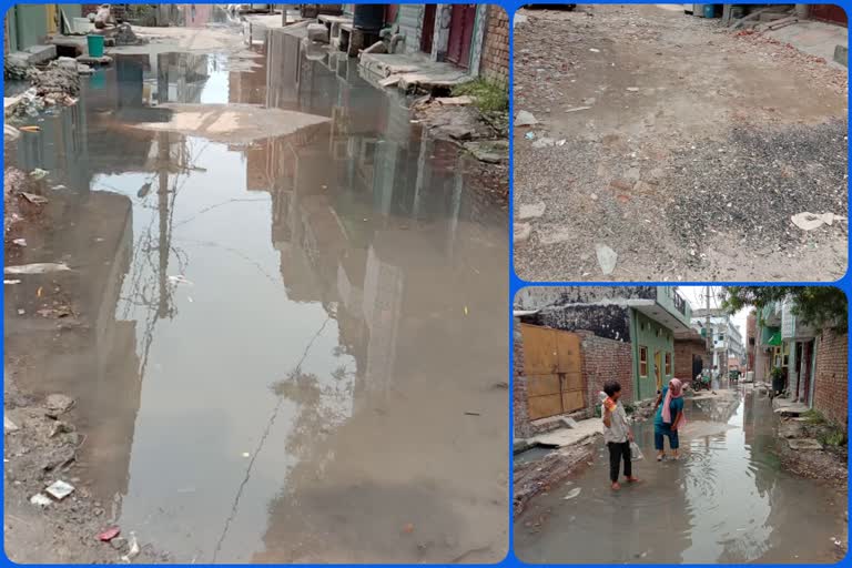 People upset due to water filling on the road in Prem Nagar area