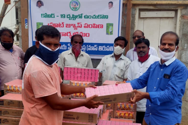 15 thousand apple juice packets distributed in tirupati