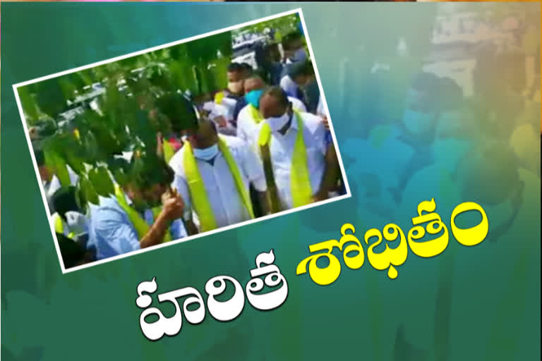 Minister KTR planting Plants at Maneru Coastal Park,Karimnagar