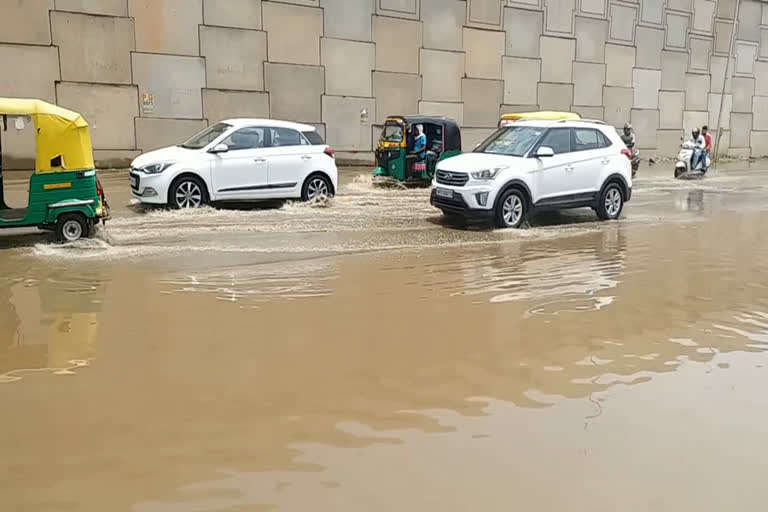 water logging after first monsoon rain in faridabad