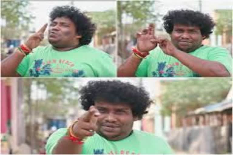 Yogibabu celebrating  birthday at home