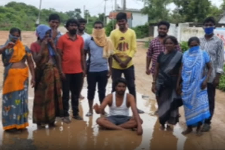 villagers protest for roads repairs in nadigudem