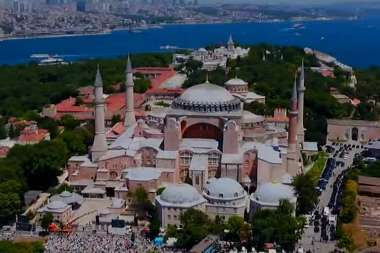 Thousands of Muslim faithful made their way to Istanbul's landmark Hagia Sophia on Friday