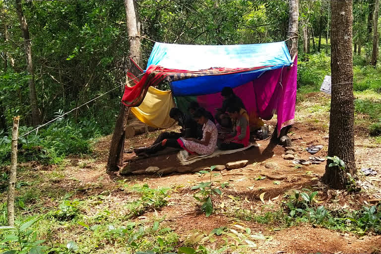 Students put a tent on the hill to get network for online classes