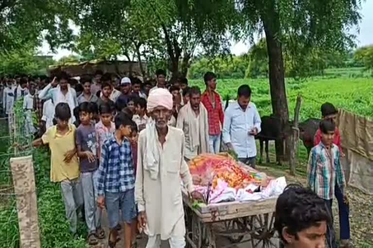 villagers cremate after death of a monkey in a road accident in susner aagar