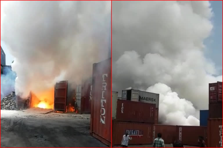 fire broke out in the Visakhapatnam Gateway container yard