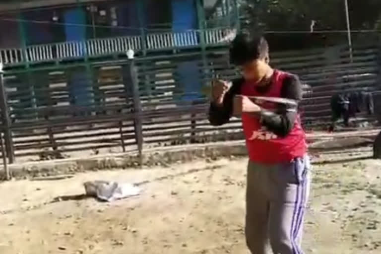 Boxing players practice in sangla