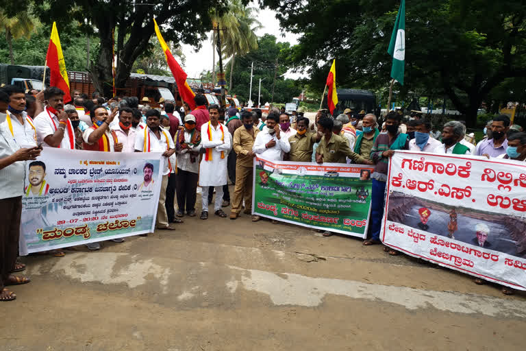 Mandya: Less response to KRS Save protest