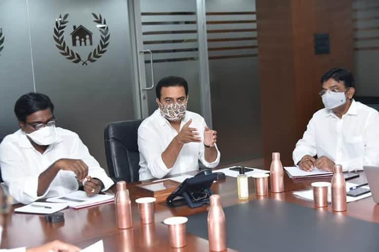 minister ktr and ajay review on khammam municipalities