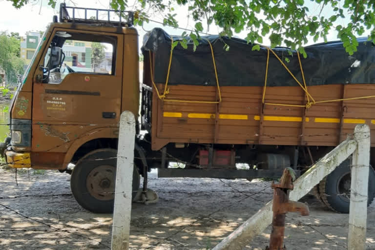 unauthorized ration rice bags seized by police at nizagpatnam