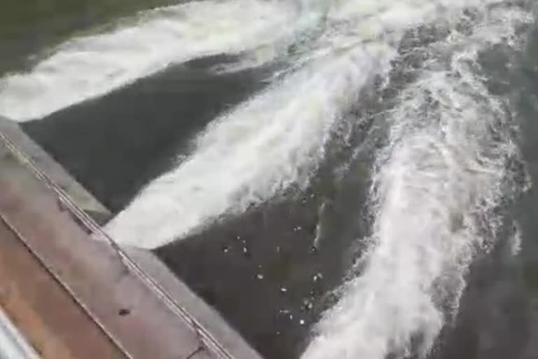 Tungabhadra Reservoir releases water to the upper canal in ananthapuram district