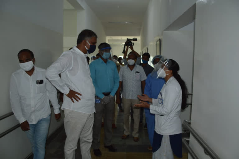 minister harish rao inspected lv prasad hospital in kondapaka